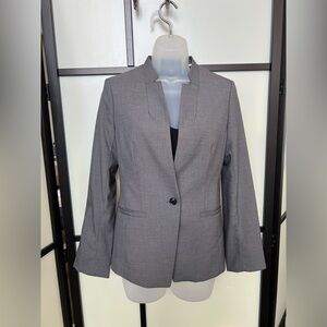 Banana Republic Long Lean Blazer 2 Gray Inverted Collar Lined Suit Jacket